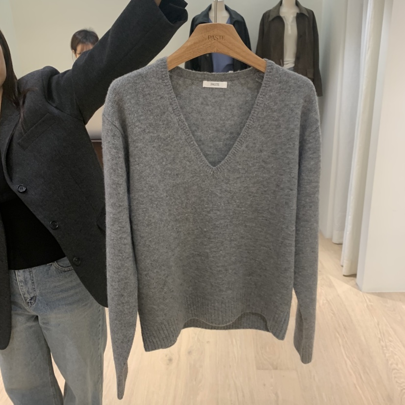 PASTE東大門代購女裝新款人氣推薦休閑真品熱賣針織衫V領PASTE針織衫圖色2