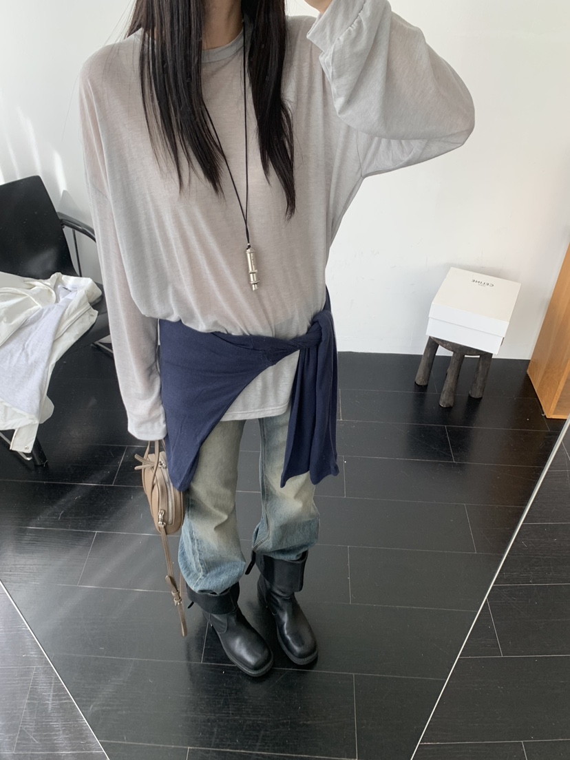 TRUE東大門代購女士新品熱賣休閑職業人氣長袖T恤天絲羊毛TRUE長袖T恤
