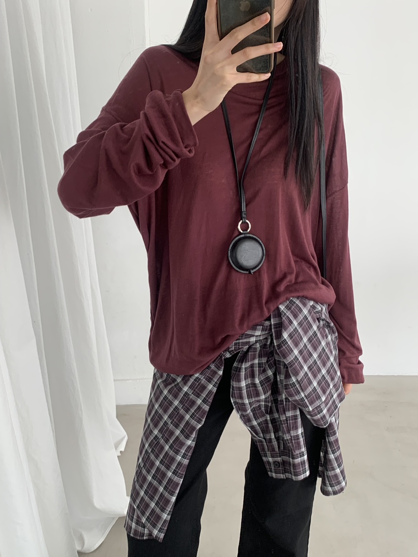 TRUE東大門代購女士新品熱賣休閑職業人氣長袖T恤天絲羊毛TRUE長袖T恤