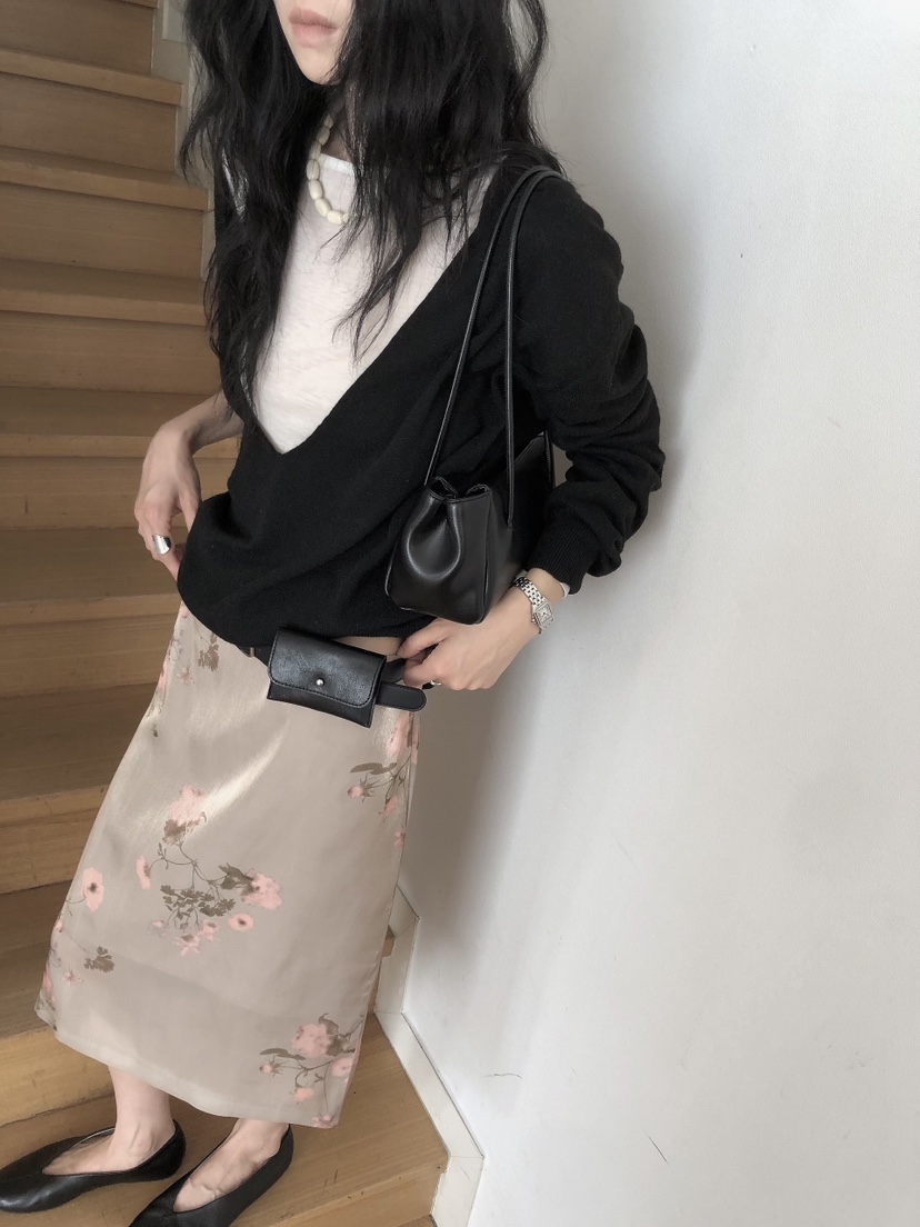 LE BUTTER韓國代購女士新品休閑人氣真品熱賣針織衫深V領LE BUTTER針織衫