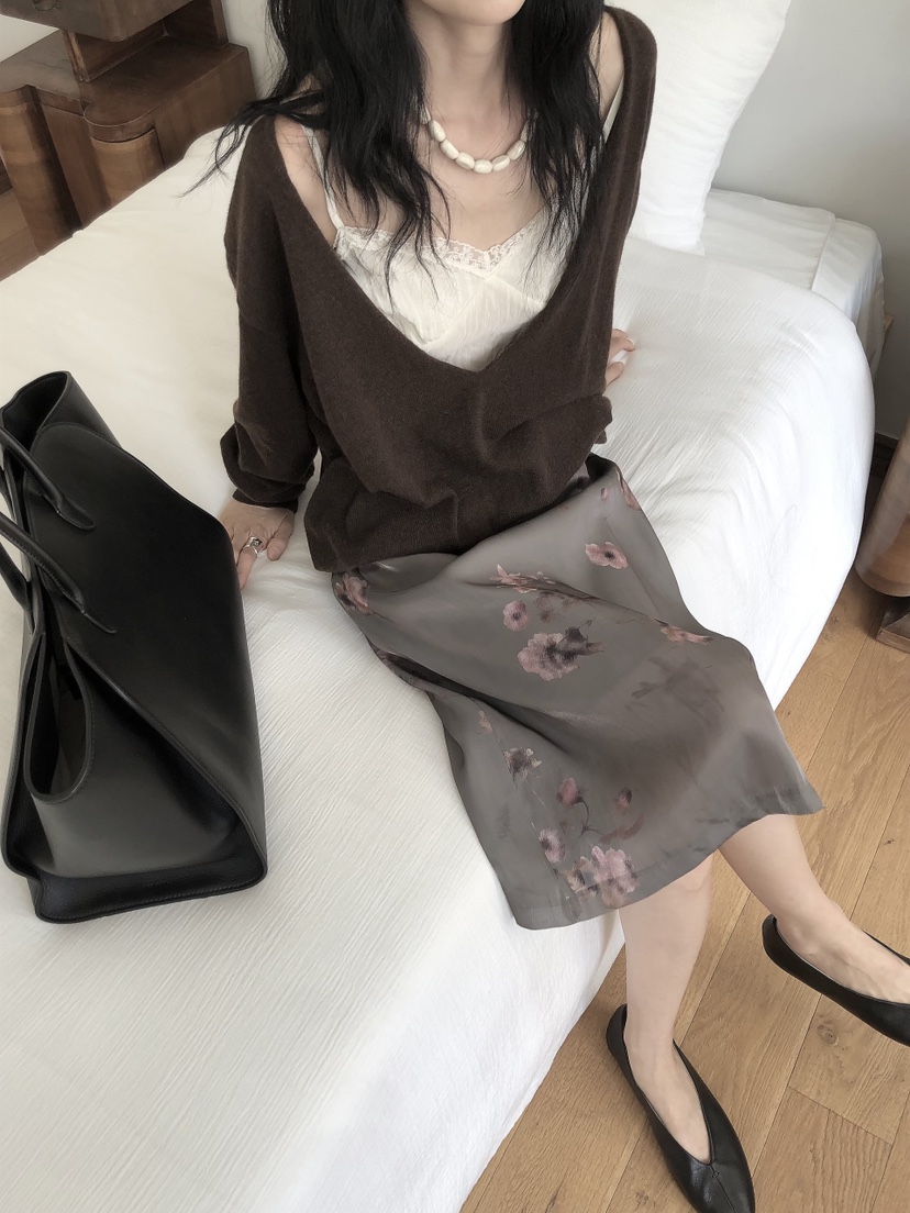 LE BUTTER韓國代購女士新品休閑人氣真品熱賣針織衫深V領LE BUTTER針織衫