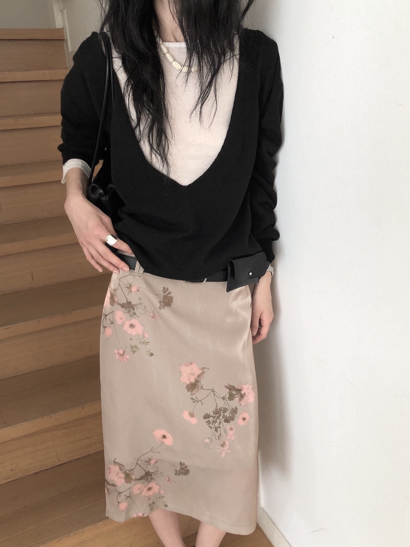 LE BUTTER韓國代購女士新品休閑人氣真品熱賣針織衫深V領LE BUTTER針織衫圖色4