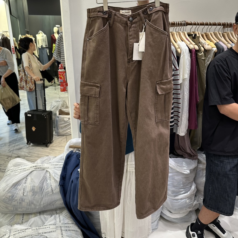 OURMOMENT韓國代購女裝新品推薦熱賣真品休閑時尚休閑褲口袋OURMOMENT休閑褲圖色1
