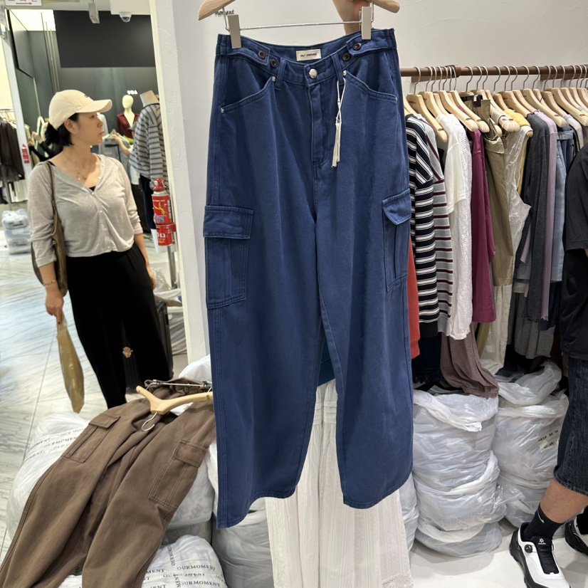 OURMOMENT韓國代購女裝新品推薦熱賣真品休閑時尚休閑褲口袋OURMOMENT休閑褲圖色2
