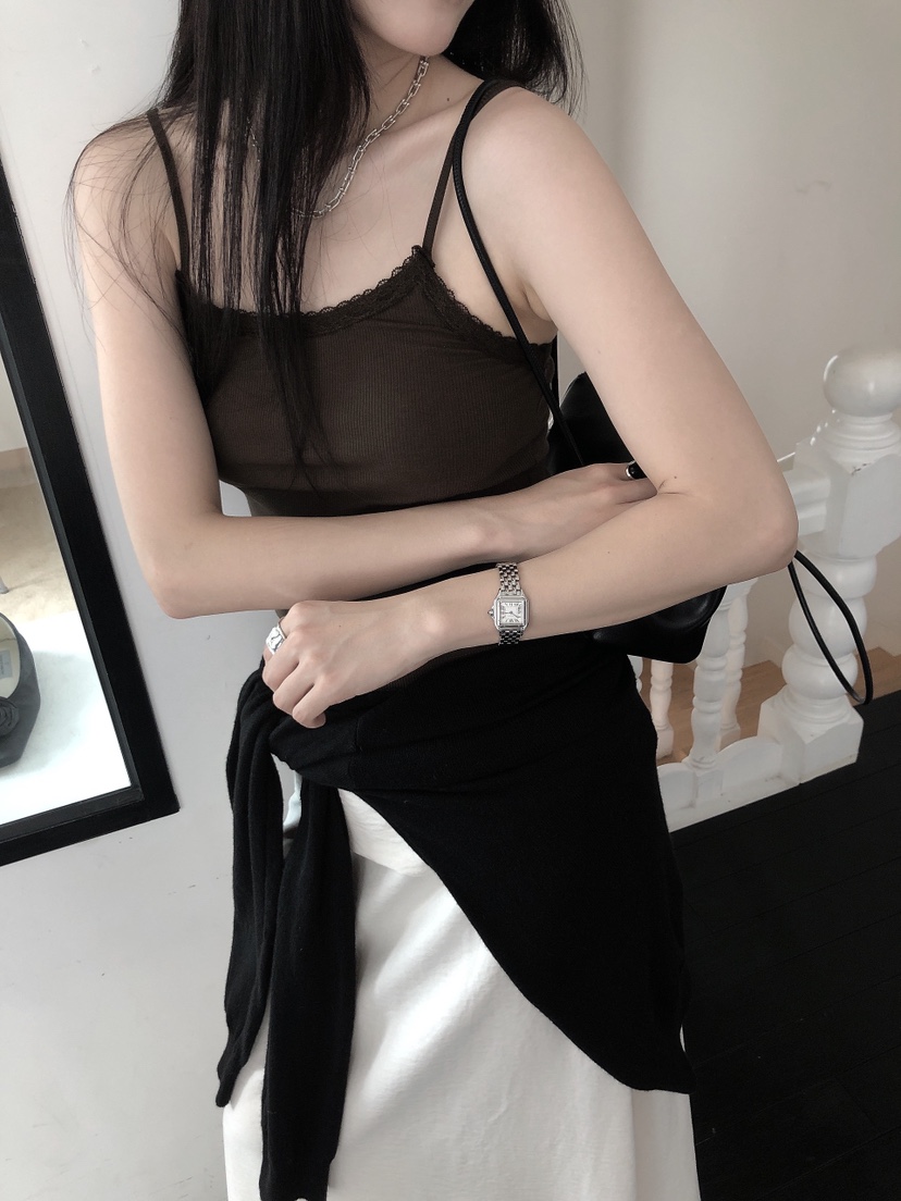 LE BUTTER韓國代購女裝新品推薦真品休閑吊帶背心蕾絲羅紋LE BUTTER吊帶/背心