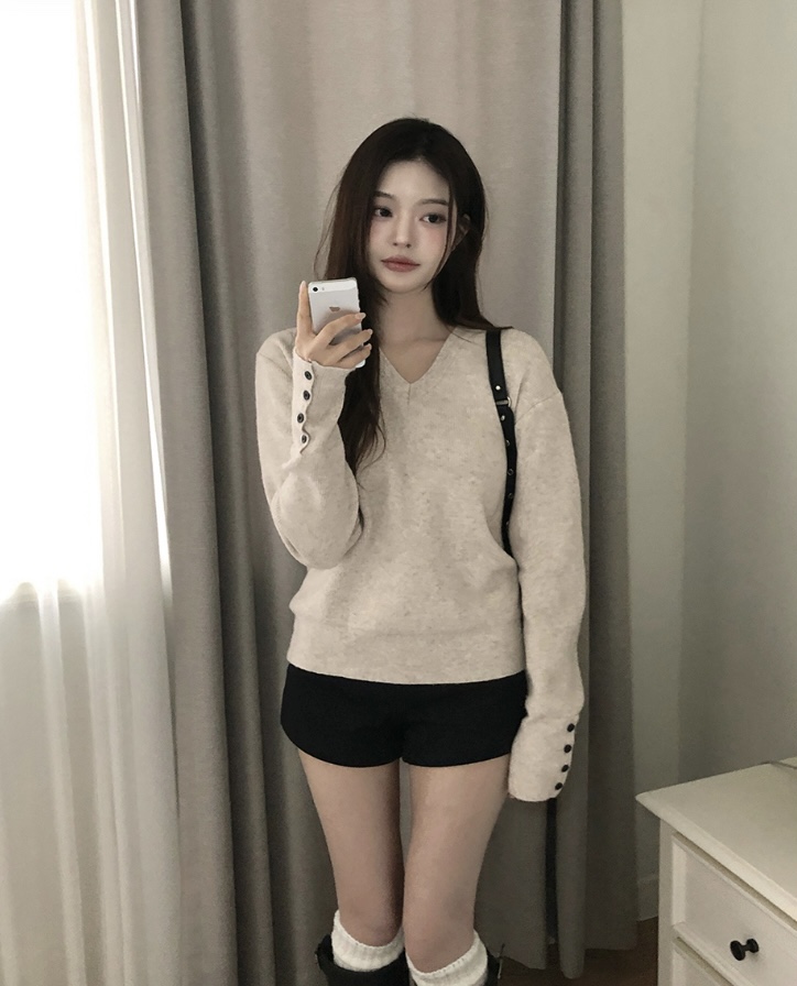 BLACK NOTE東大門代購女士新款真品休閑時尚推薦針織衫V領BLACK NOTE針織衫