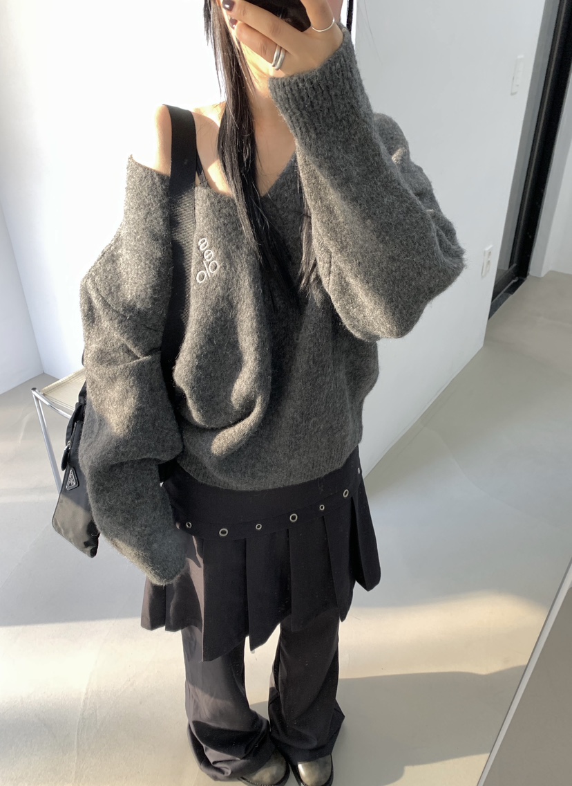 SEOLO東大門代購女裝新品休閑真品時尚針織衫羊毛針織衫V領Seolo seoul針織衫