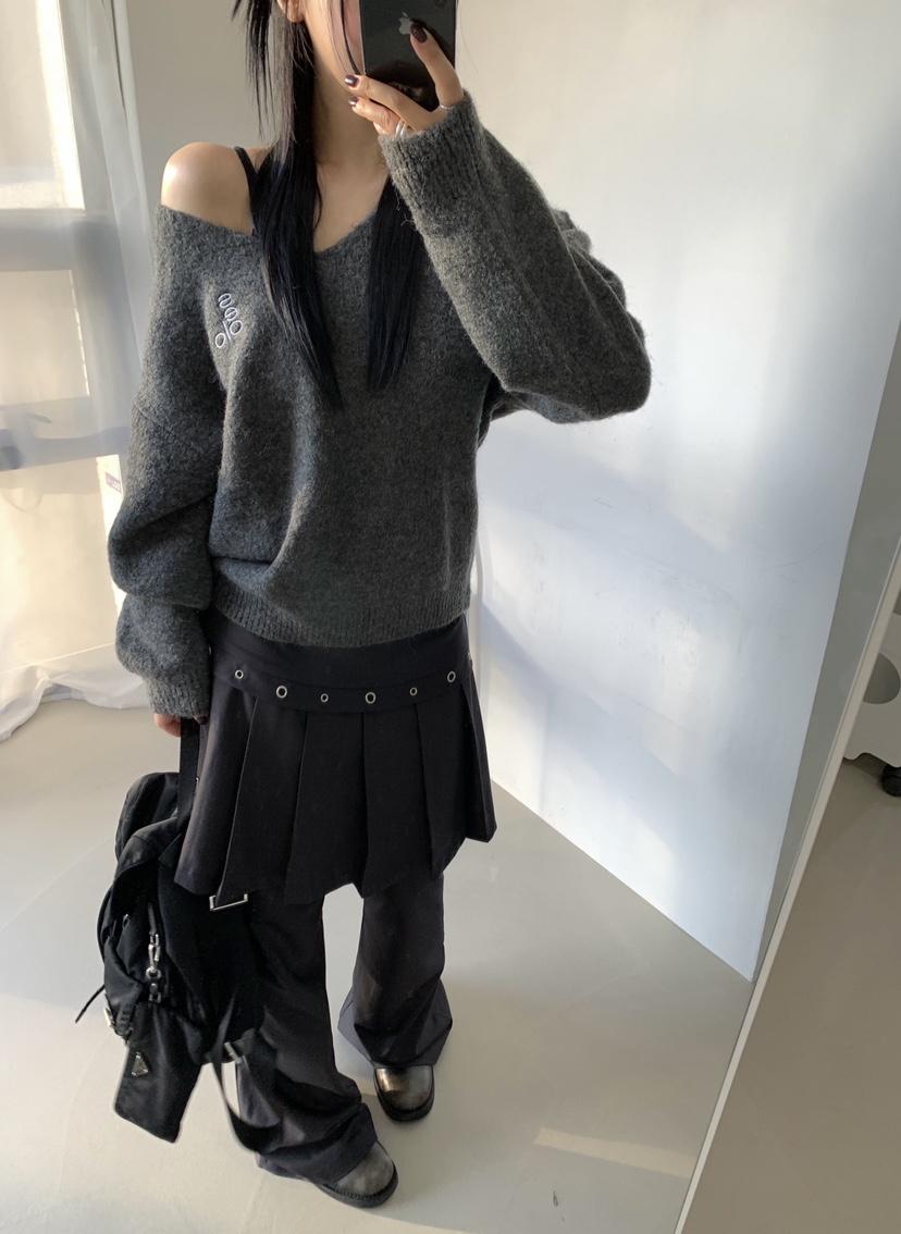 SEOLO東大門代購女裝新品休閑真品時尚針織衫羊毛針織衫V領Seolo seoul針織衫