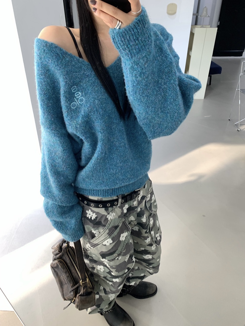 SEOLO東大門代購女裝新品休閑真品時尚針織衫羊毛針織衫V領Seolo seoul針織衫