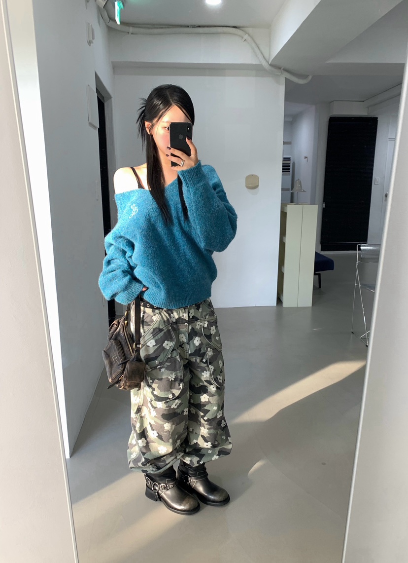 SEOLO東大門代購女裝新品休閑真品時尚針織衫羊毛針織衫V領Seolo seoul針織衫
