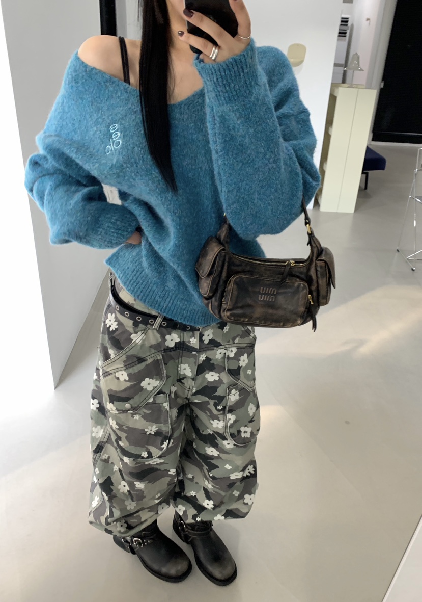 SEOLO東大門代購女裝新品休閑真品時尚針織衫羊毛針織衫V領Seolo seoul針織衫