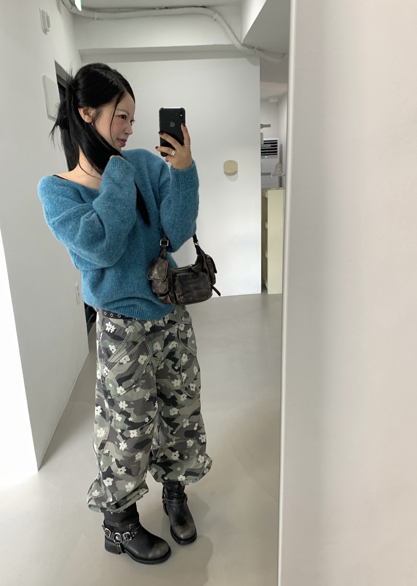 SEOLO東大門代購女裝新品休閑真品時尚針織衫羊毛針織衫V領Seolo seoul針織衫