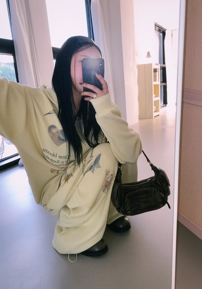 SEOLO東大門直郵女裝新款休閑推薦衛衣拉鏈連帽衫華夫格復古Seolo seoul衛衣