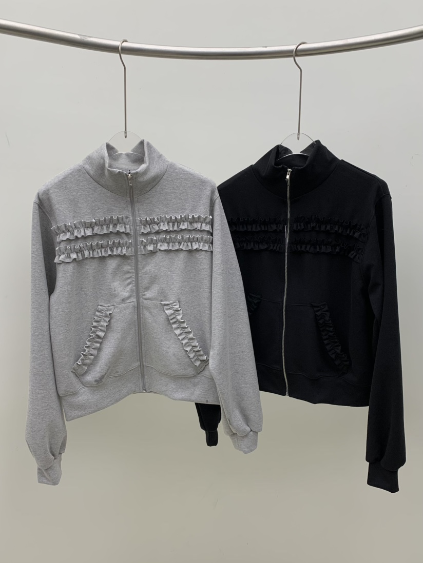 SEOLO東大門實拍女士新品人氣真品熱賣休閑衛衣半拉鏈荷葉邊Seolo seoul衛衣