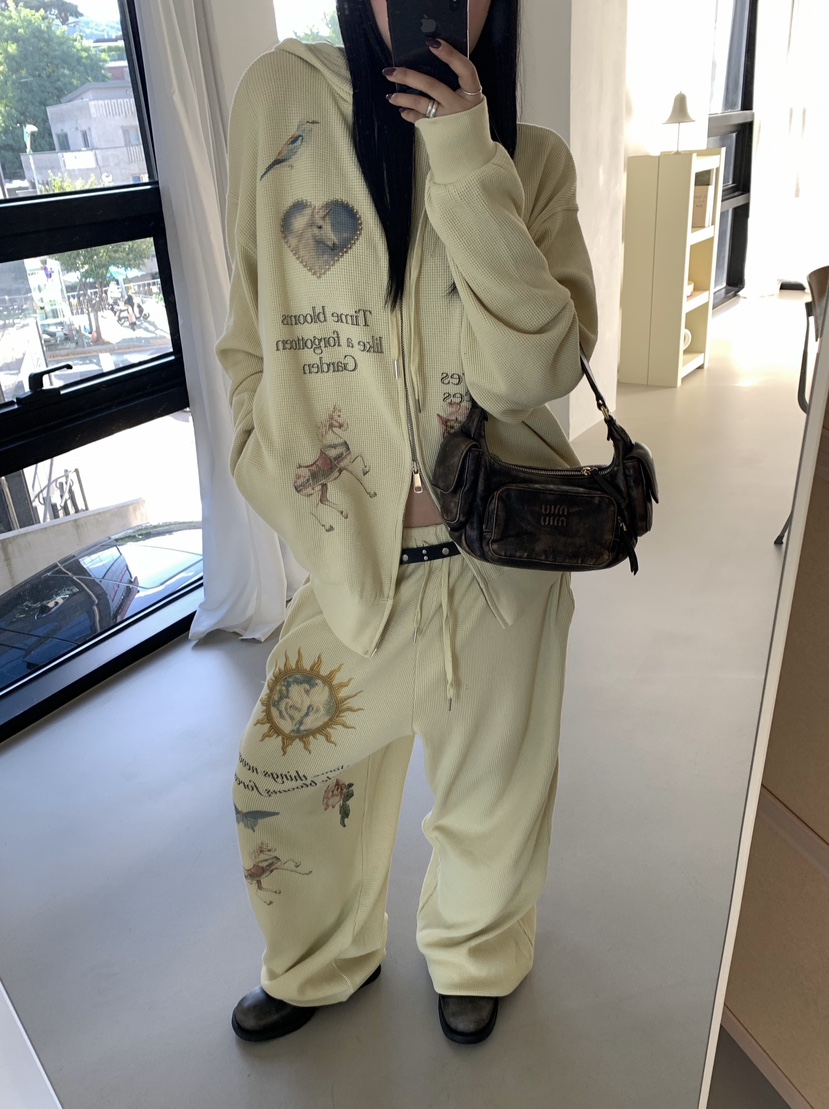SEOLO東大門實拍女士新品人氣休閑推薦真品休閑褲華夫格復古Seolo seoul休閑褲