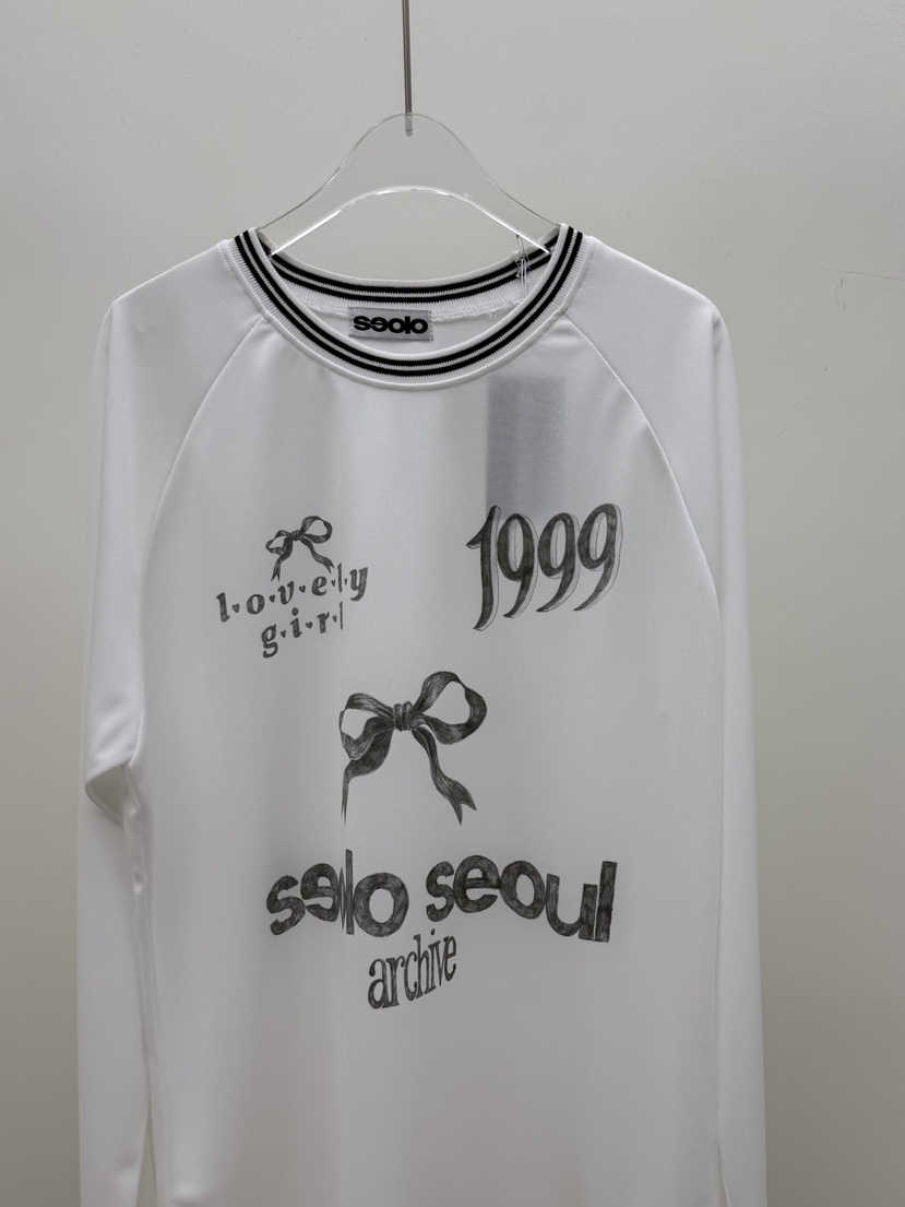 SEOLO東大門實拍女士新款人氣休閑時尚推薦熱賣長袖T恤絲帶Seolo seoul長袖T恤