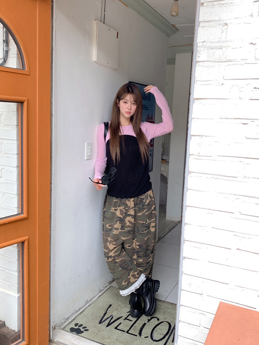 MAISONDEGLORY東大門實拍女裝新品時尚推薦休閑長袖T恤撞色MAISONDEGLORY長袖T恤