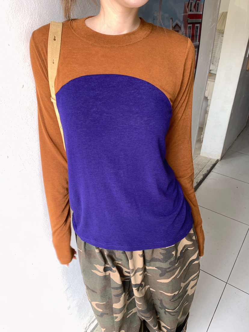 MAISONDEGLORY東大門實拍女裝新品時尚推薦休閑長袖T恤撞色MAISONDEGLORY長袖T恤圖色2