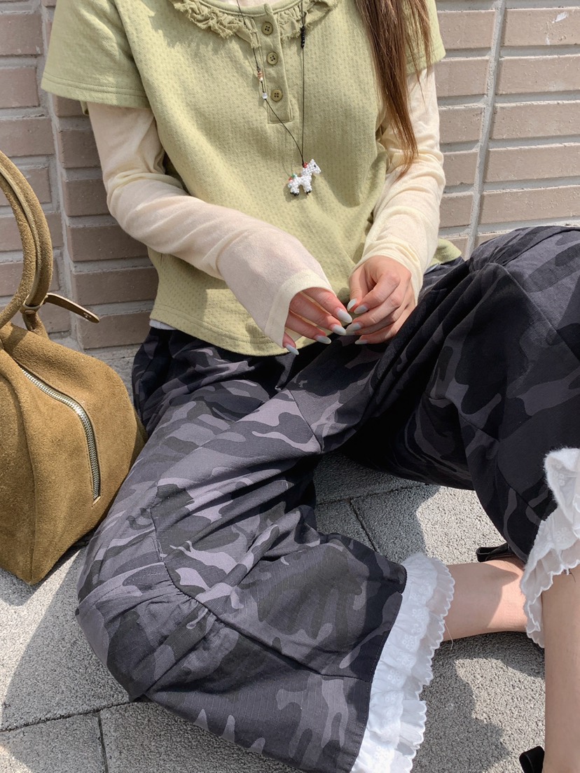 MAISONDEGLORY韓國代購女裝新品熱賣時尚休閑推薦休閑褲迷彩MAISONDEGLORY休閑褲