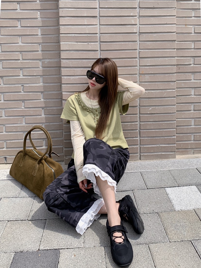 MAISONDEGLORY韓國代購女裝新品熱賣時尚休閑推薦休閑褲迷彩MAISONDEGLORY休閑褲