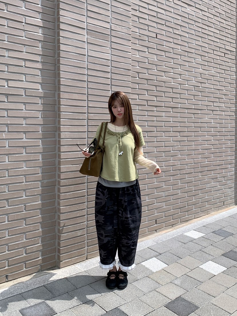 MAISONDEGLORY韓國代購女裝新品熱賣時尚休閑推薦休閑褲迷彩MAISONDEGLORY休閑褲