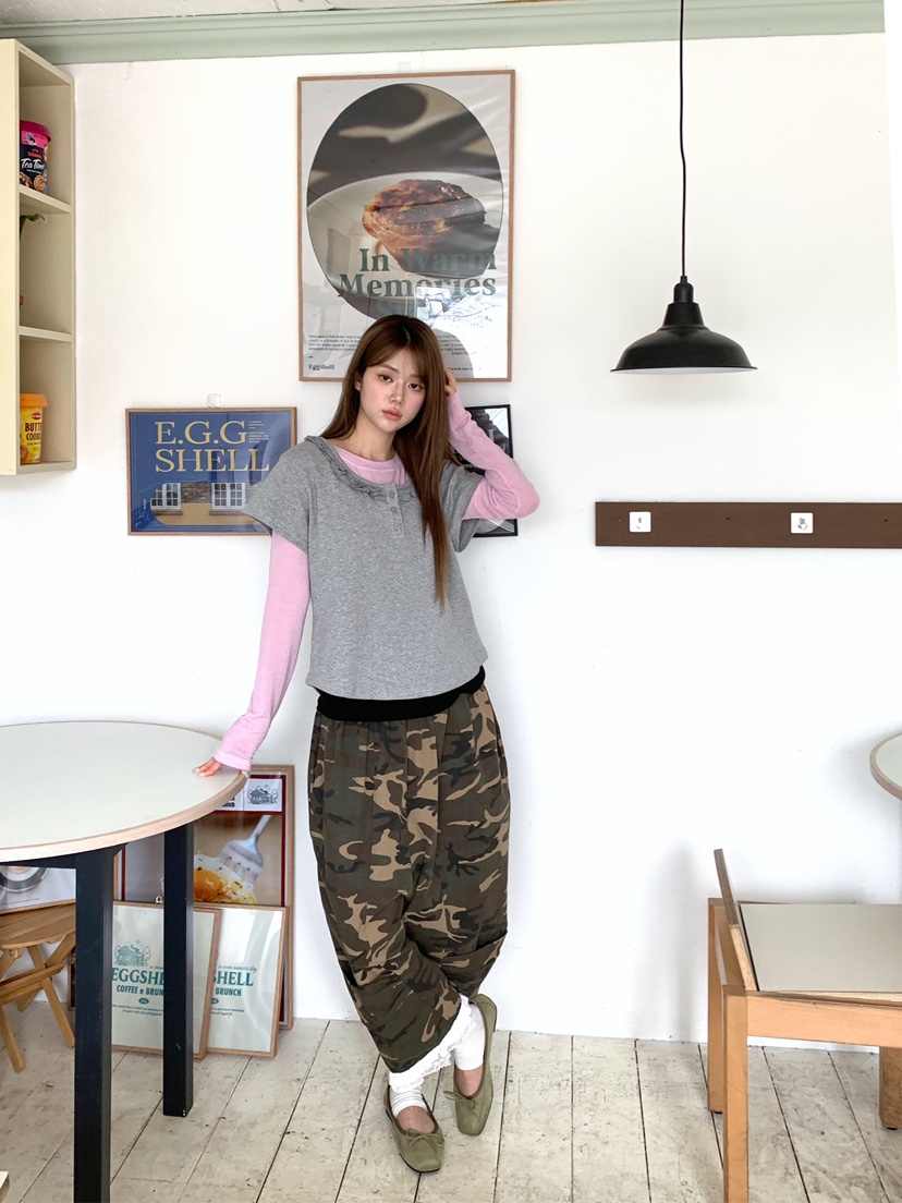 MAISONDEGLORY韓國代購女裝新品熱賣時尚休閑推薦休閑褲迷彩MAISONDEGLORY休閑褲