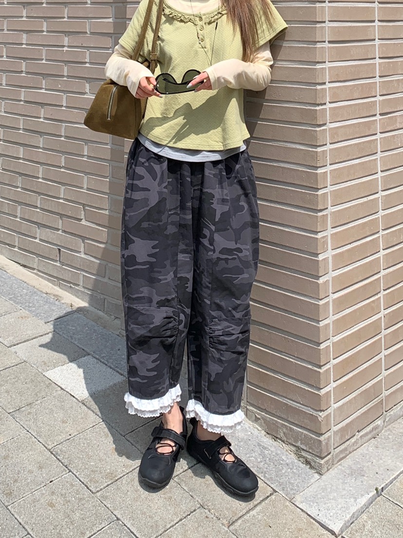 MAISONDEGLORY韓國代購女裝新品熱賣時尚休閑推薦休閑褲迷彩MAISONDEGLORY休閑褲圖色1