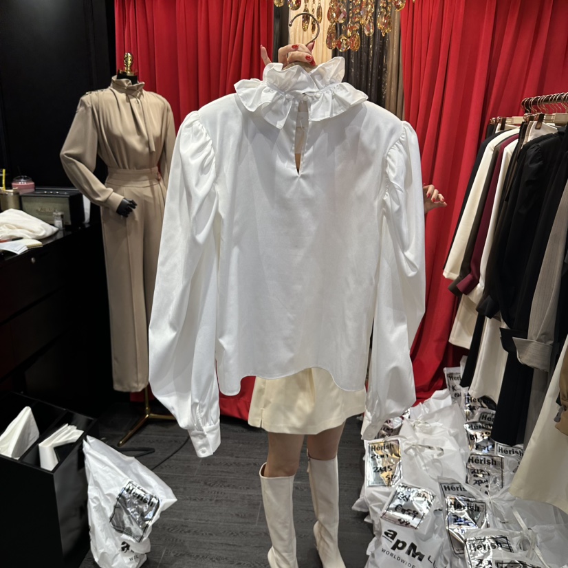 HERISH-HAUTE東大門代購女士新款推薦時尚休閑襯衫蕾絲衫Herish-Haute襯衫/蕾絲衫