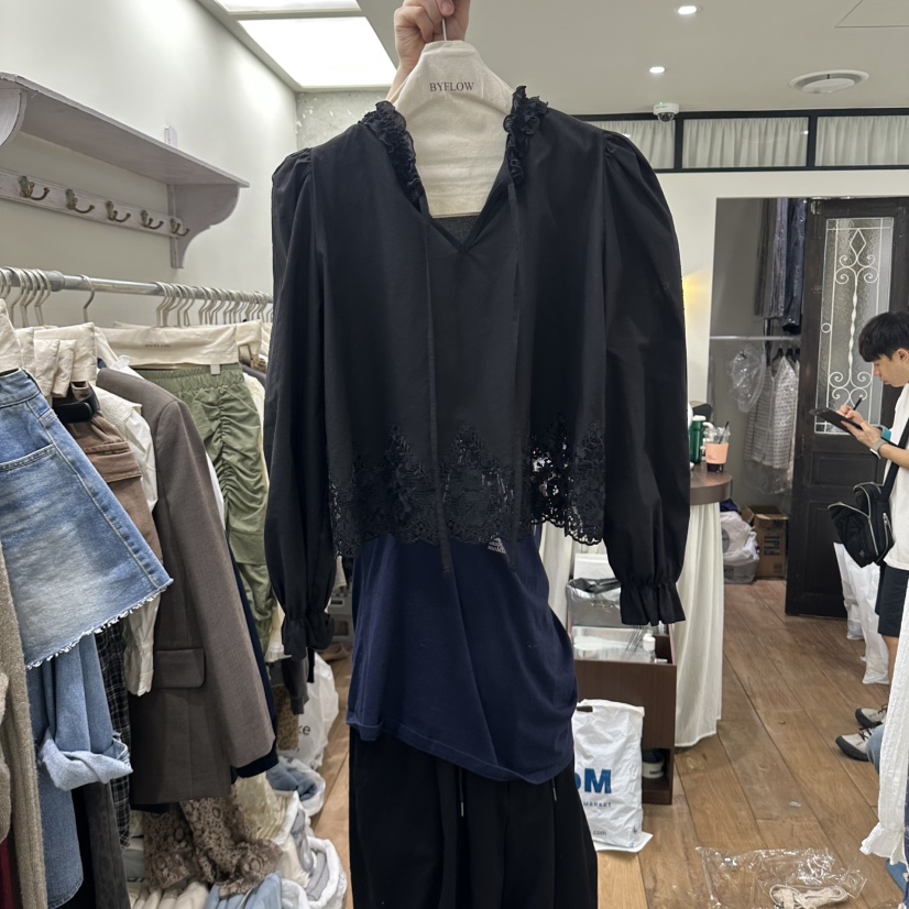 BY FLOW韓國代購女裝新品真品推薦時尚人氣休閑襯衫蕾絲衫BY FLOW襯衫/蕾絲衫圖色2
