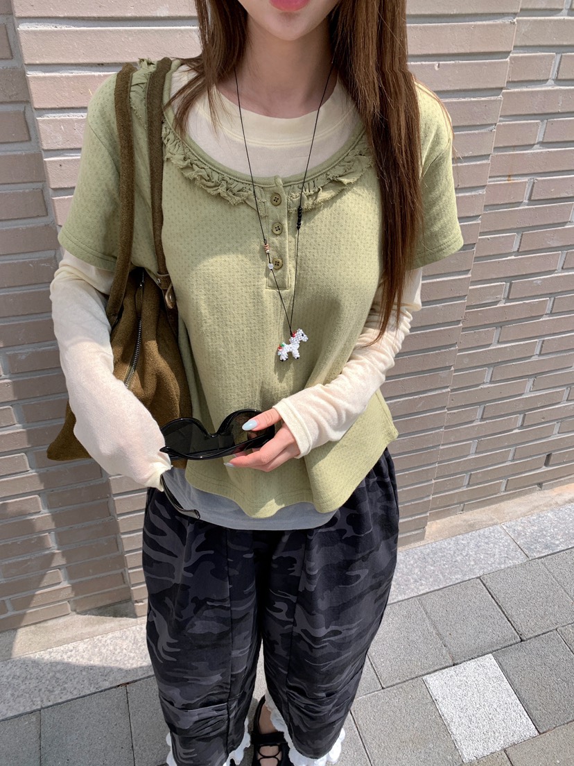 MAISONDEGLORY韓國直郵女裝新品休閑熱賣時尚人氣推薦T恤U領MAISONDEGLORYT恤