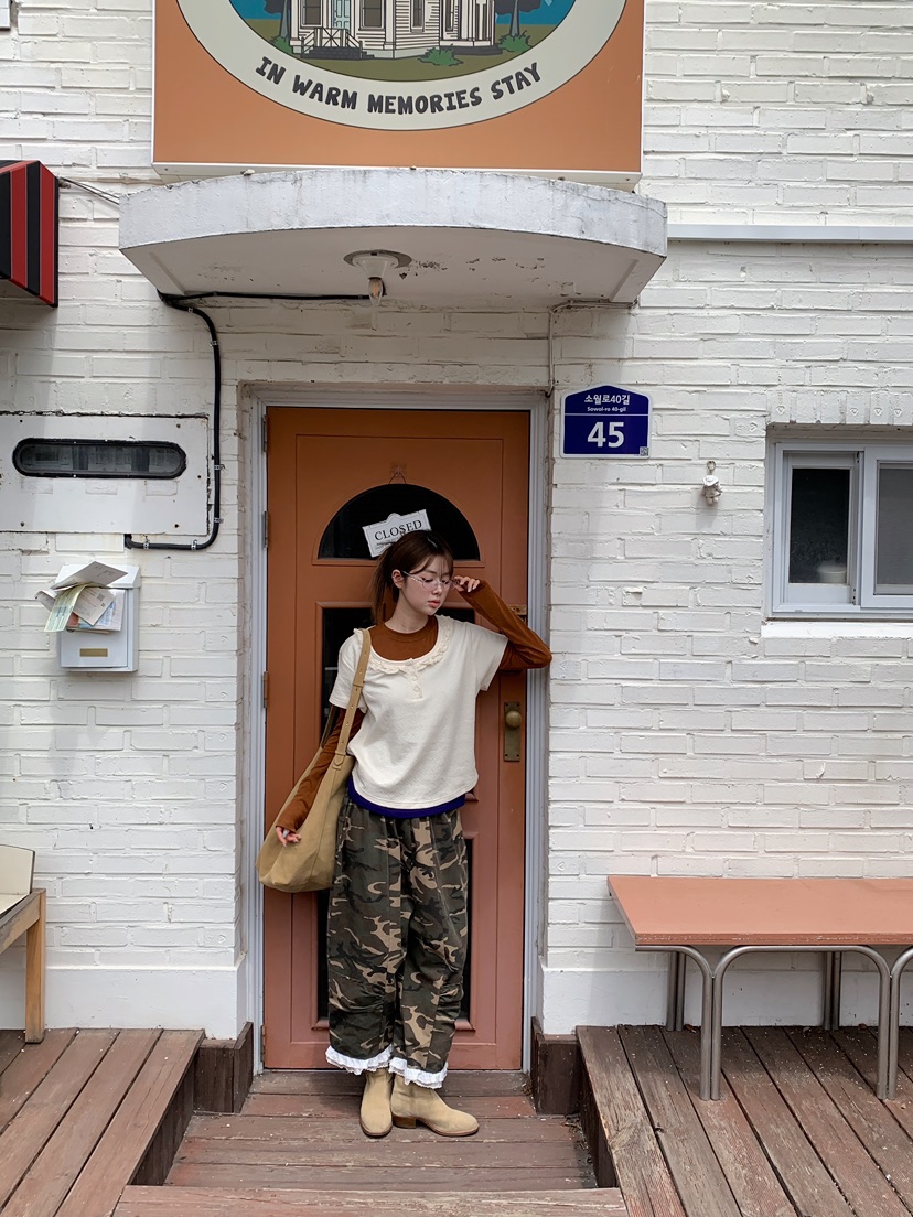 MAISONDEGLORY韓國直郵女裝新品休閑熱賣時尚人氣推薦T恤U領MAISONDEGLORYT恤