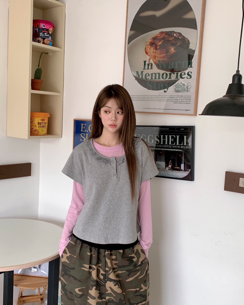 MAISONDEGLORY韓國直郵女裝新品休閑熱賣時尚人氣推薦T恤U領MAISONDEGLORYT恤