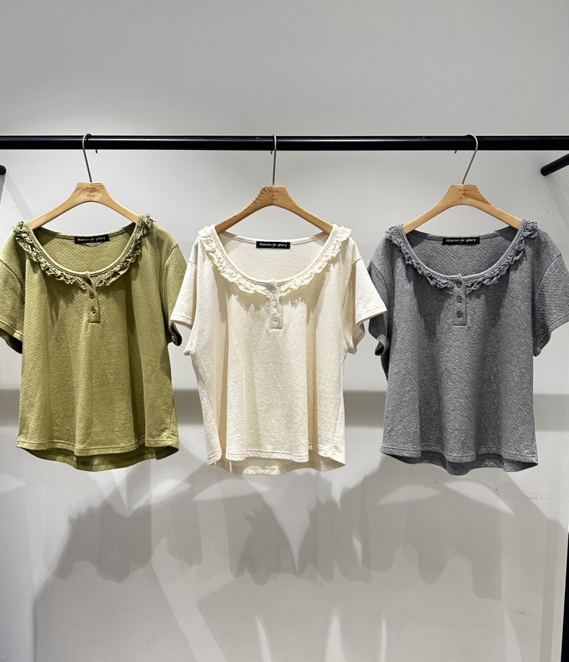 MAISONDEGLORY韓國直郵女裝新品休閑熱賣時尚人氣推薦T恤U領MAISONDEGLORYT恤