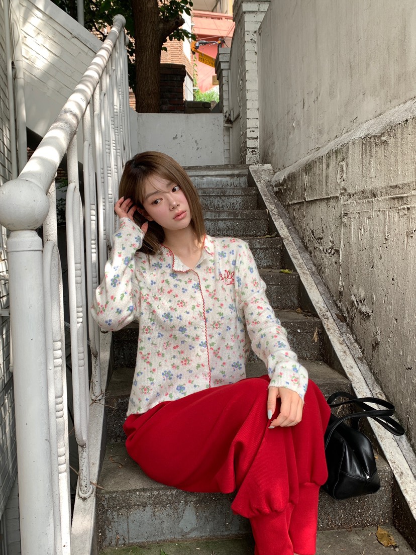 MAISONDEGLORY東大門實拍女士新品休閑熱賣時尚開衫花朵開衫MAISONDEGLORY開衫