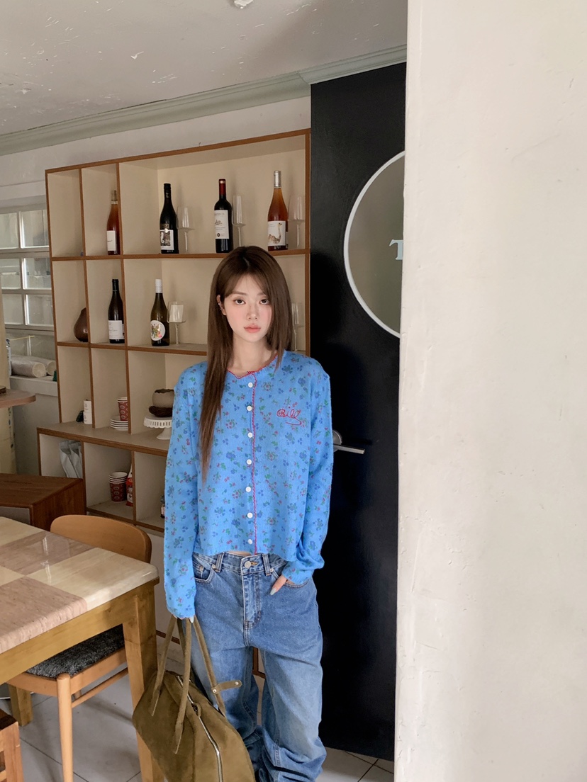MAISONDEGLORY東大門實拍女士新品休閑熱賣時尚開衫花朵開衫MAISONDEGLORY開衫