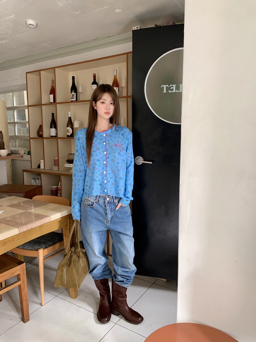 MAISONDEGLORY東大門實拍女士新品休閑熱賣時尚開衫花朵開衫MAISONDEGLORY開衫