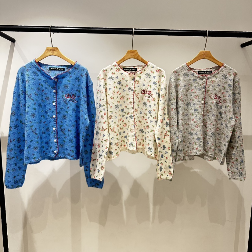 MAISONDEGLORY東大門實拍女士新品休閑熱賣時尚開衫花朵開衫MAISONDEGLORY開衫