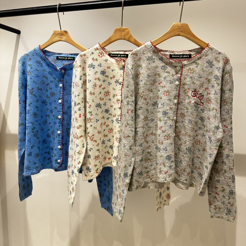 MAISONDEGLORY東大門實拍女士新品休閑熱賣時尚開衫花朵開衫MAISONDEGLORY開衫