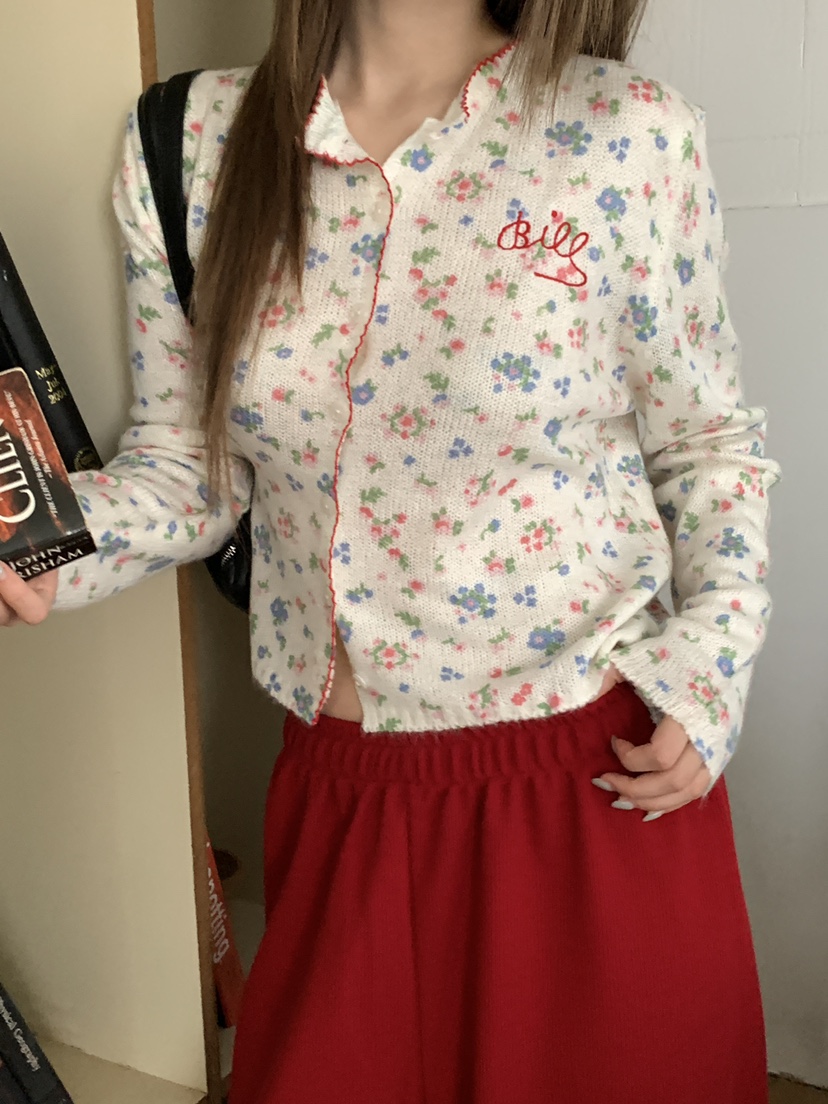 MAISONDEGLORY東大門實拍女士新品休閑熱賣時尚開衫花朵開衫MAISONDEGLORY開衫圖色1