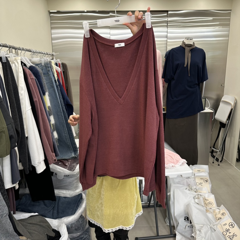 TED韓國直郵女士新品熱賣真品推薦時尚休閑人氣針織衫深V領TED針織衫圖色2
