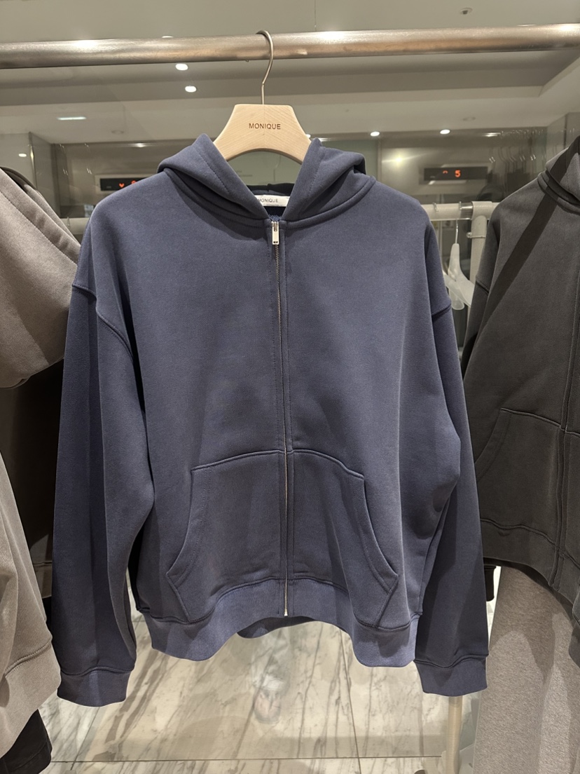 MONIQUE韓國代購女士新品時尚人氣推薦衛衣拉鏈連帽衫復古MONIQUE衛衣圖色2深藍色