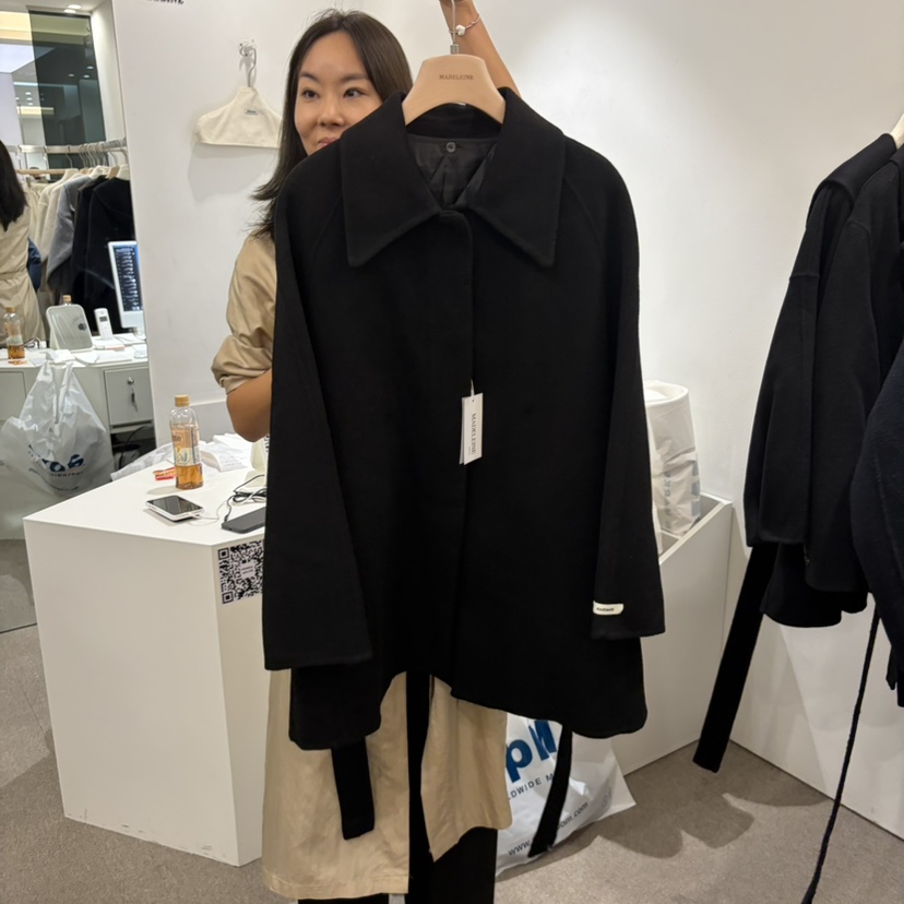 MADELEINE韓國直郵女士新品人氣中長款大衣含腰帶手工羊毛MADELEINE中長款大衣圖色3