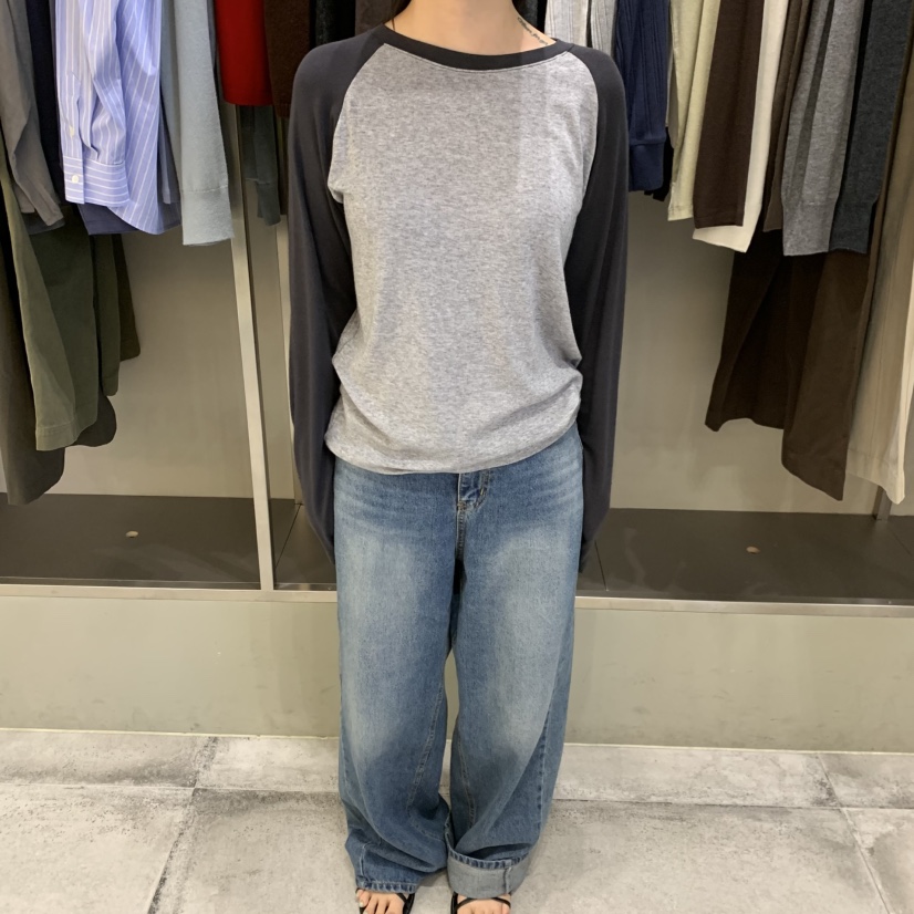 FAVE/FAVOURITE東大門實拍女裝新品推薦長袖T恤插肩袖天絲FAVE/FAVOURITE長袖T恤圖色1墨