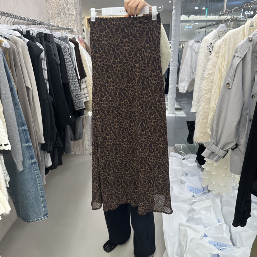 GLASS韓國直郵女士新款時尚推薦真品休閑熱賣人氣長裙豹紋GLASS長裙圖色1
