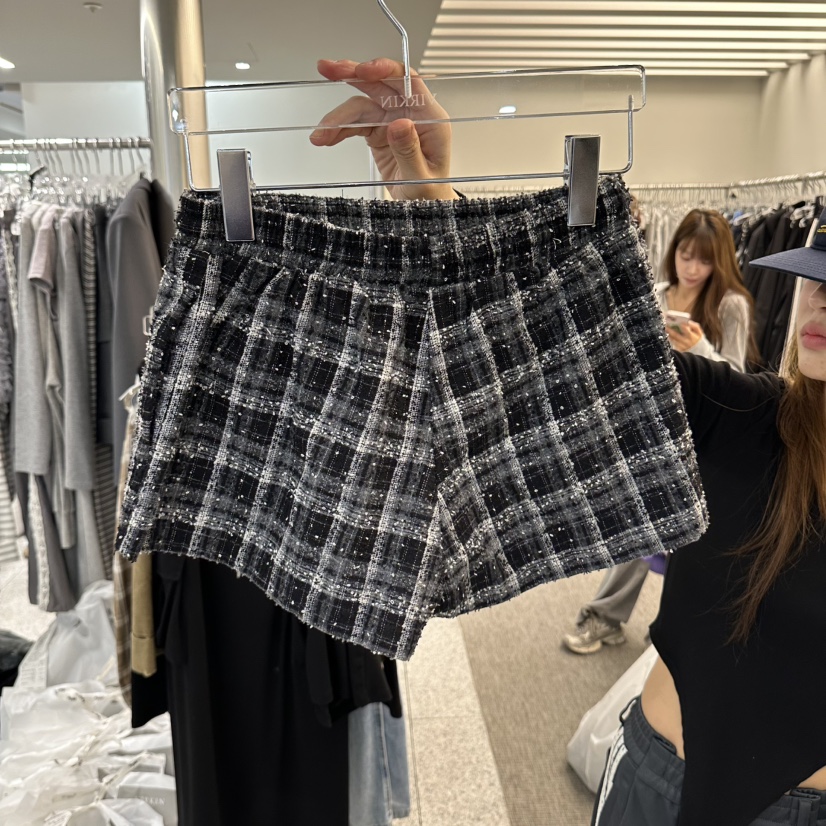 VIRKIN東大門實拍女士新品時尚人氣休閑熱賣推薦短褲格紋VIRKIN短褲