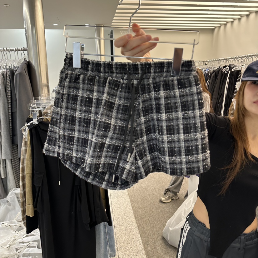 VIRKIN東大門實拍女士新品時尚人氣休閑熱賣推薦短褲格紋VIRKIN短褲圖色2