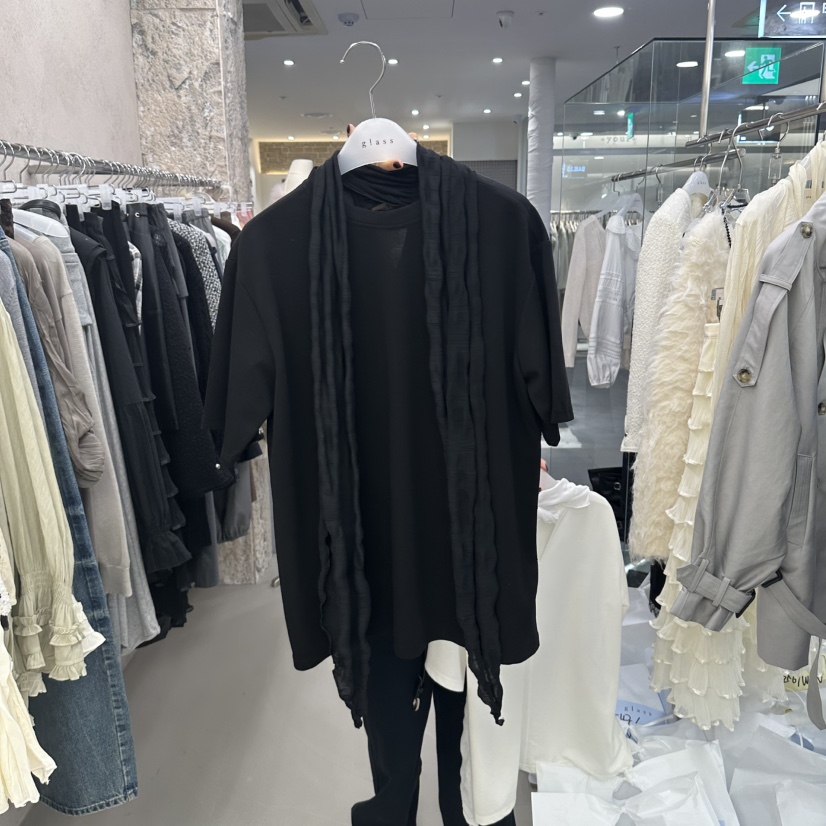 GLASS東大門代購女裝新品人氣推薦休閑熱賣真品時尚T恤圍巾GLASST恤圖色2