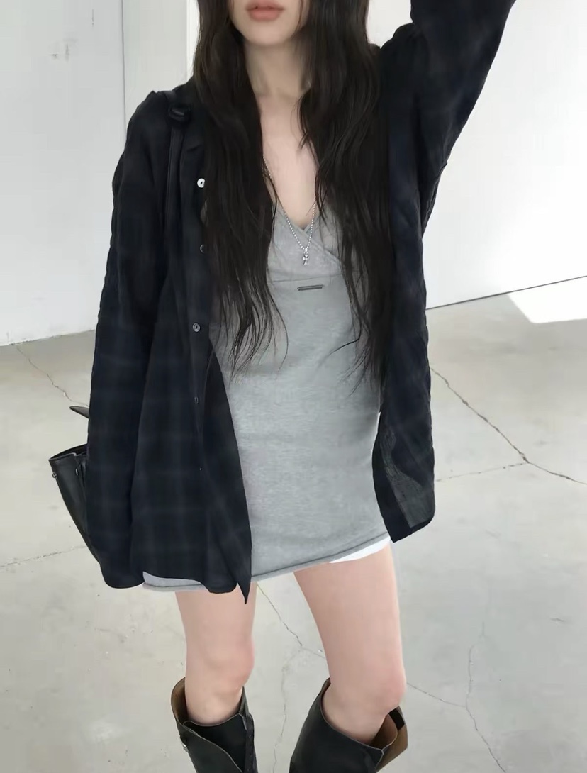 T STOR-티스토리-OT東大門直郵女士新款人氣襯衫蕾絲衫格子T STOR-2件起襯衫/蕾絲衫