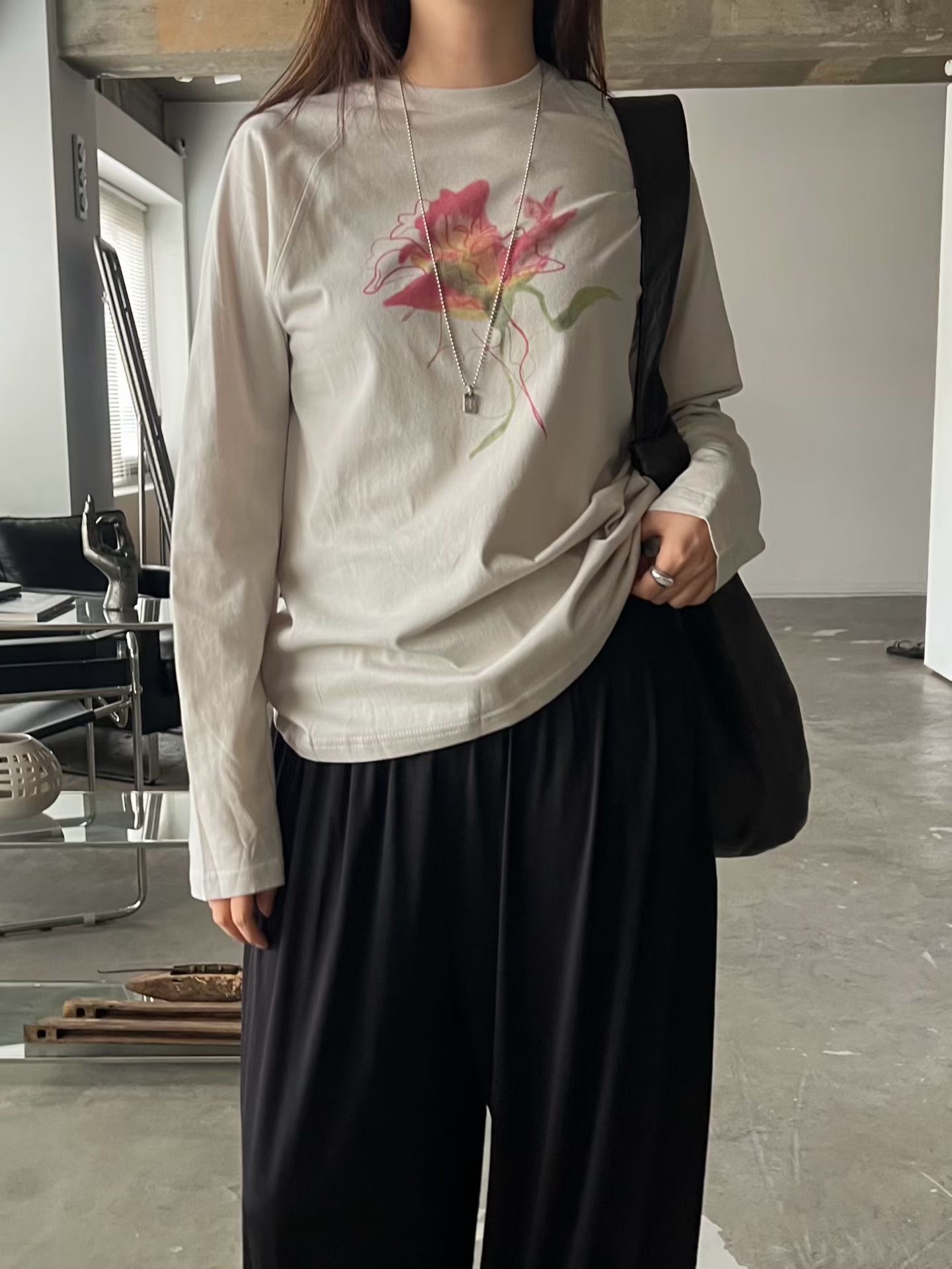 ALOHA-OT東大門實拍女士新品推薦休閑熱賣人氣真品長袖T恤ALOHA-OT長袖T恤圖色2