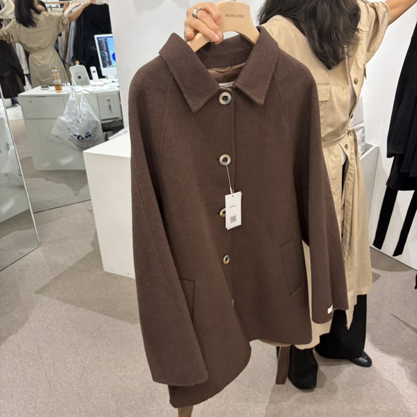 MADELEINE韓國直郵女士新品推薦中長款大衣含腰帶手工羊毛MADELEINE中長款大衣圖色2